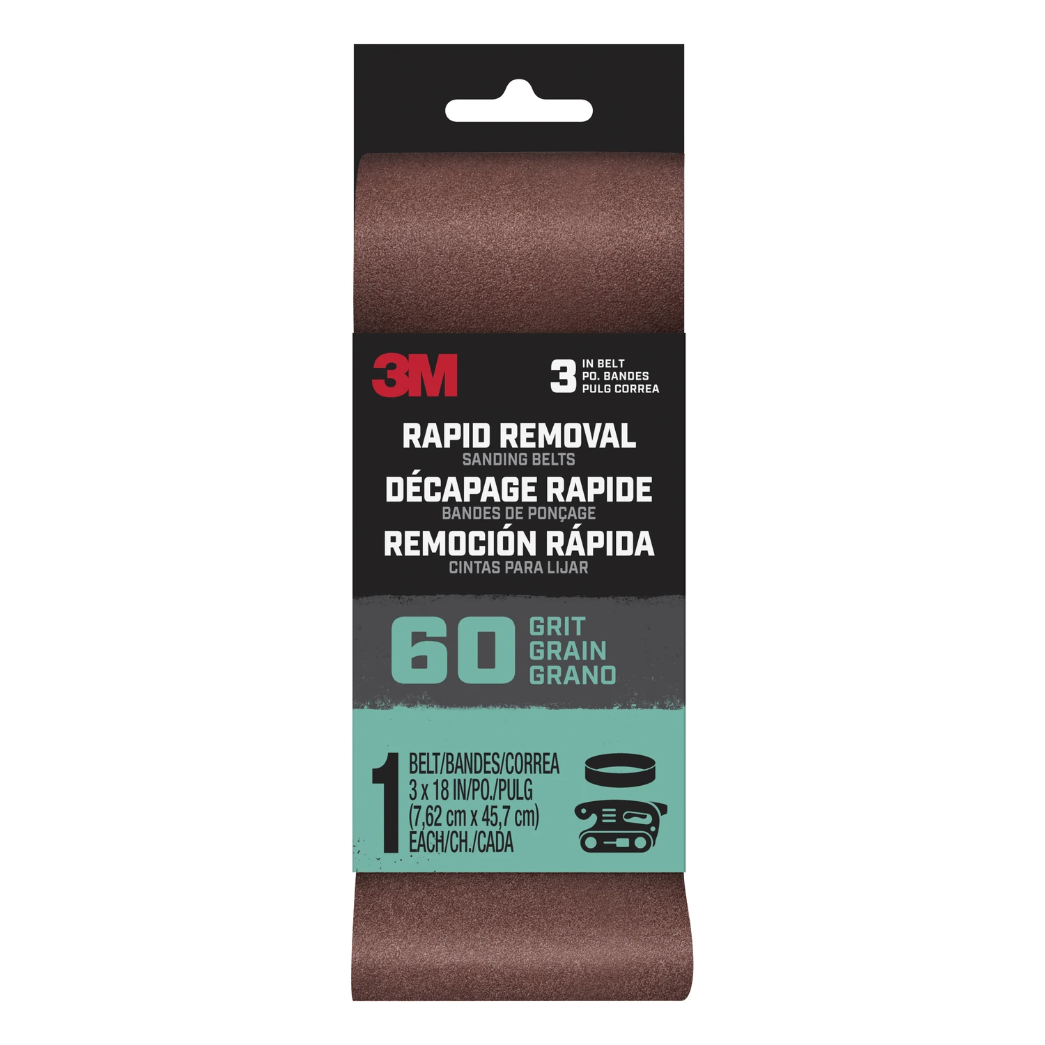 Power Sanding Belt, 60-Grit, 3 x 18 In.