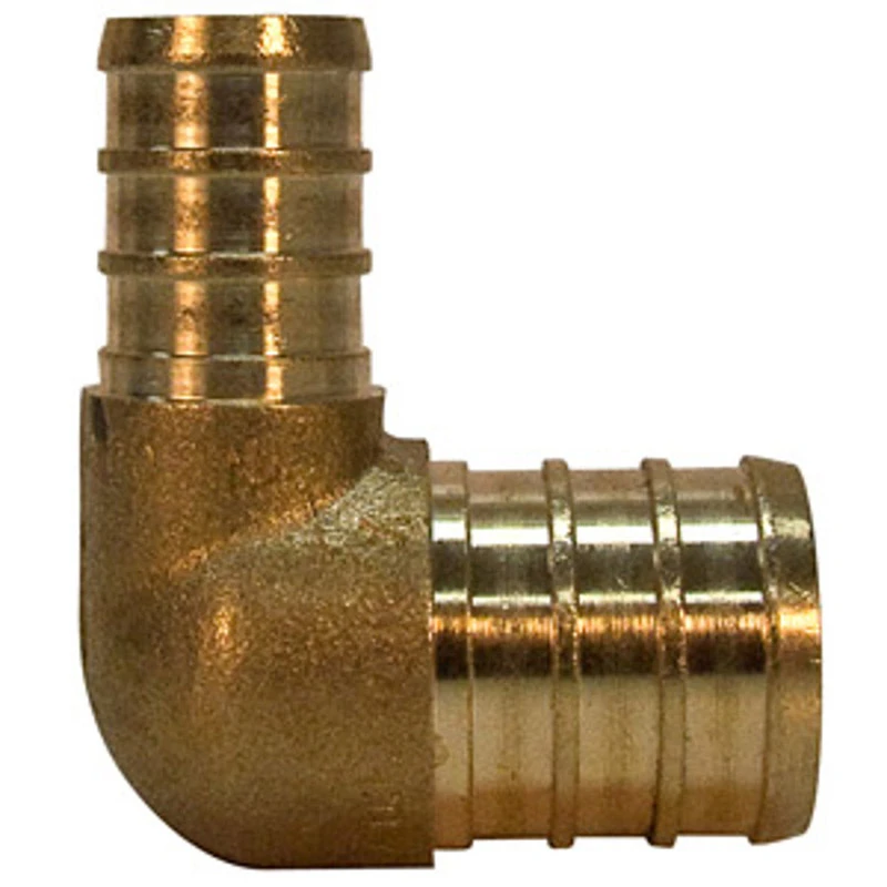 PEX Pipe Insert Elbow, Brass Barb, 3/4 x 1/2 In.