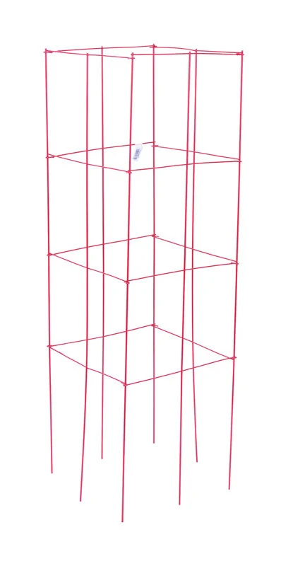 Tomato Cage, 4-Panel, Heavy-Duty, Red Steel, 47-In.