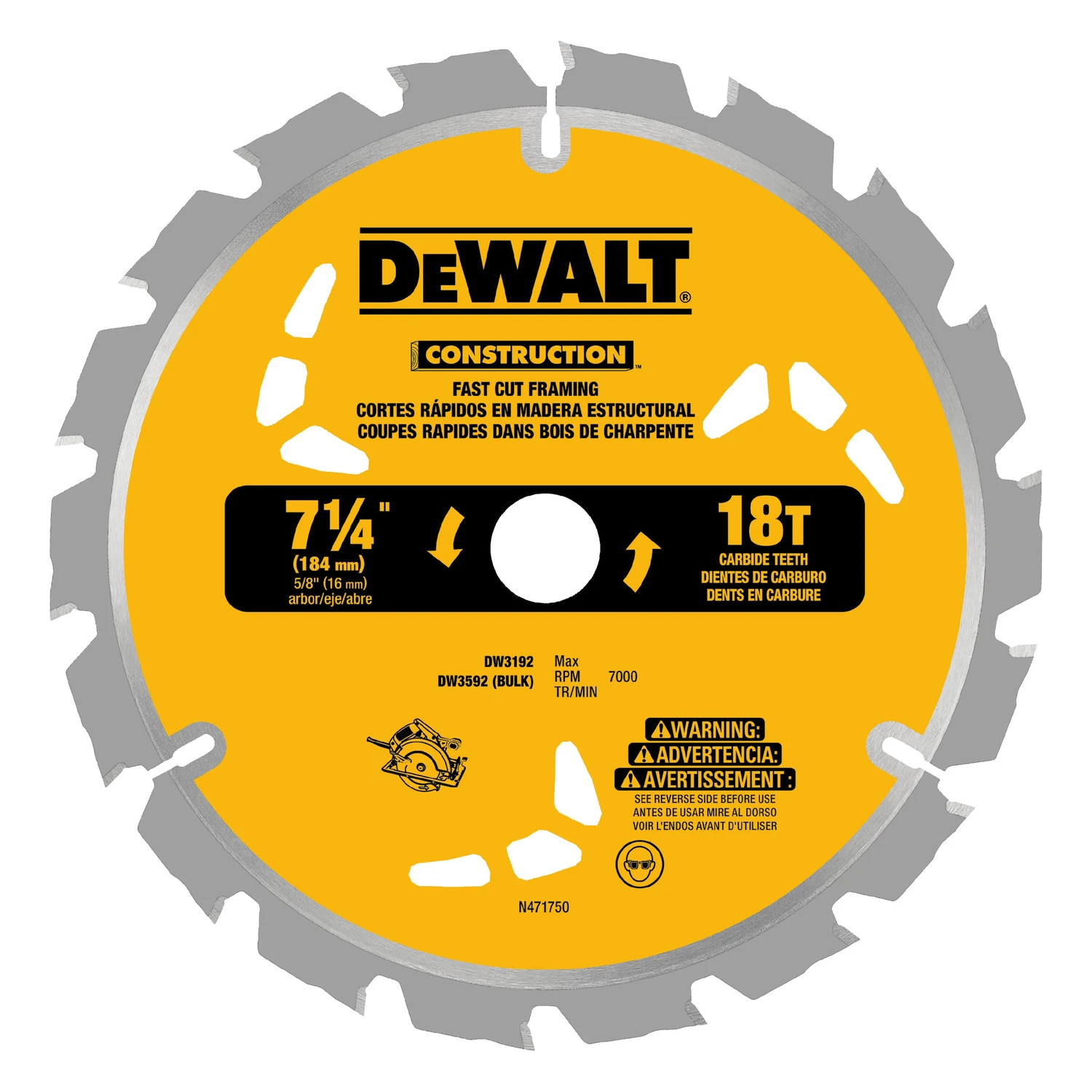 Carbide Blade, 18-Tooth x 7-1/4 In.
