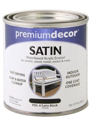 Premium Decor Black Satin Enamel Paint, 1/2 Pt.