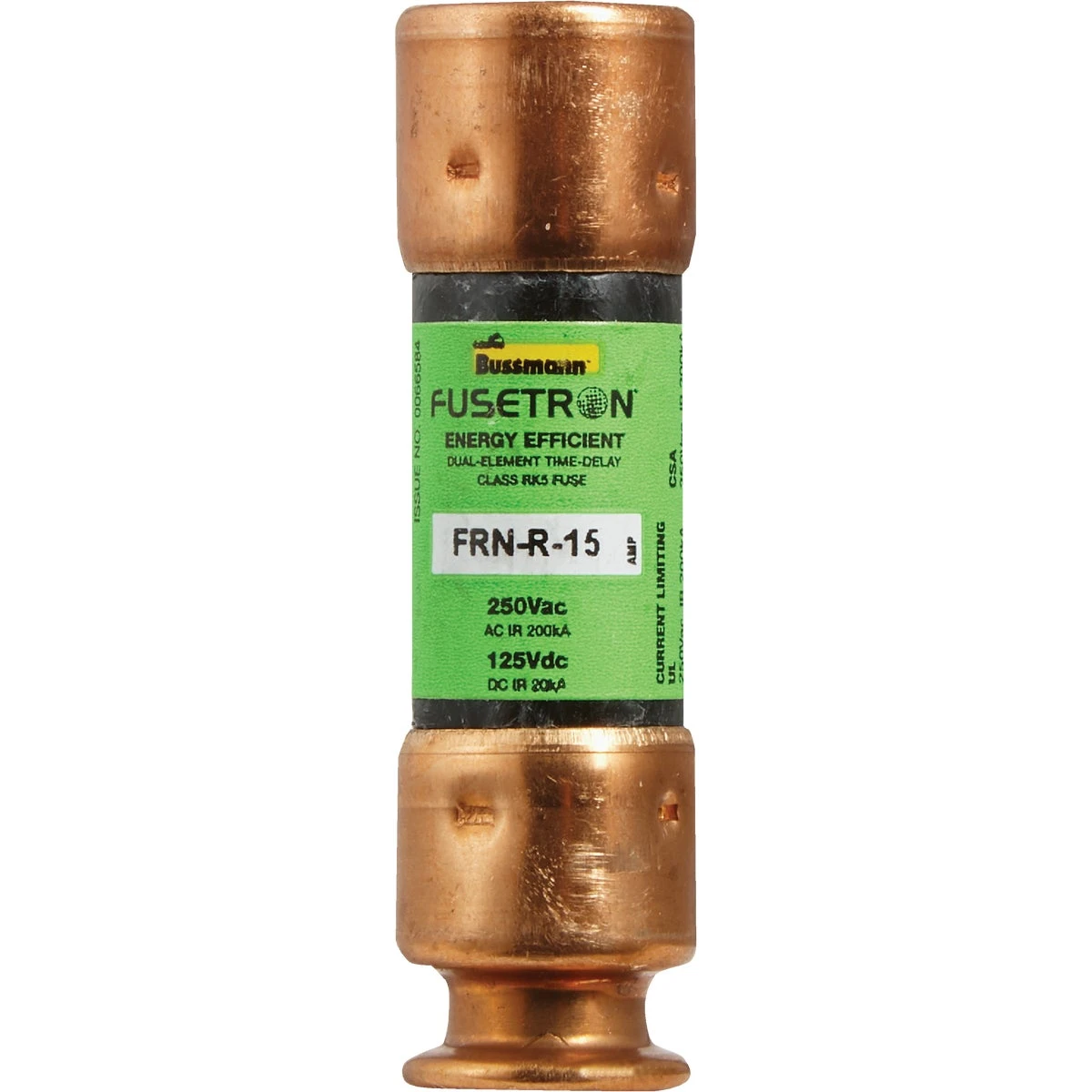 Fusetron Dual-Element Time-Delay Fuse, 15-Amp
