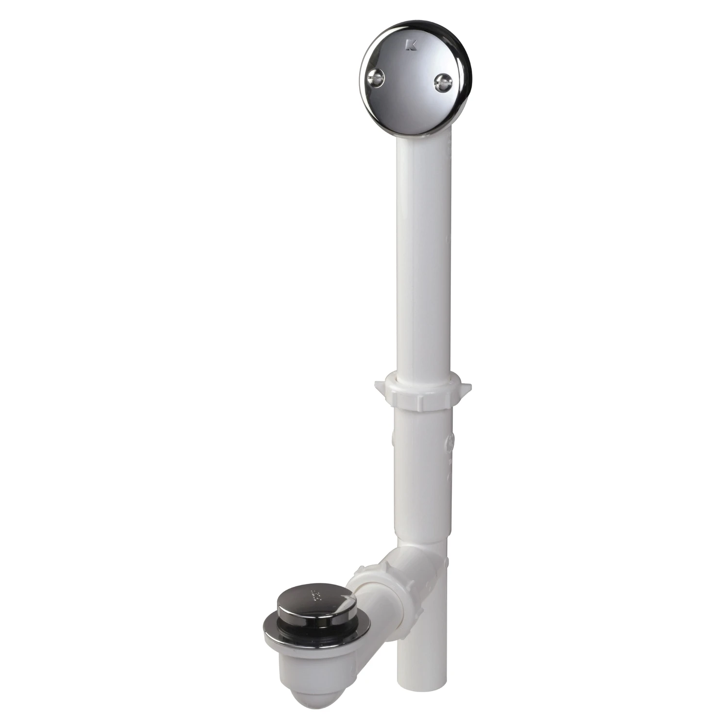 Tip Toe Tub Drain Assembly, White Plastic, Chrome Finish