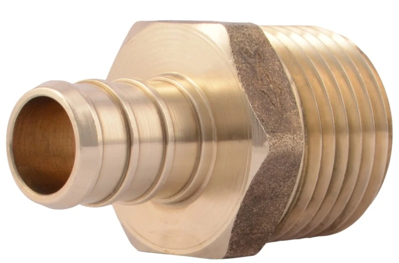 Pipe Adapter, Lead Free, 1/2 Brass Barb x 1/2 In. MPT