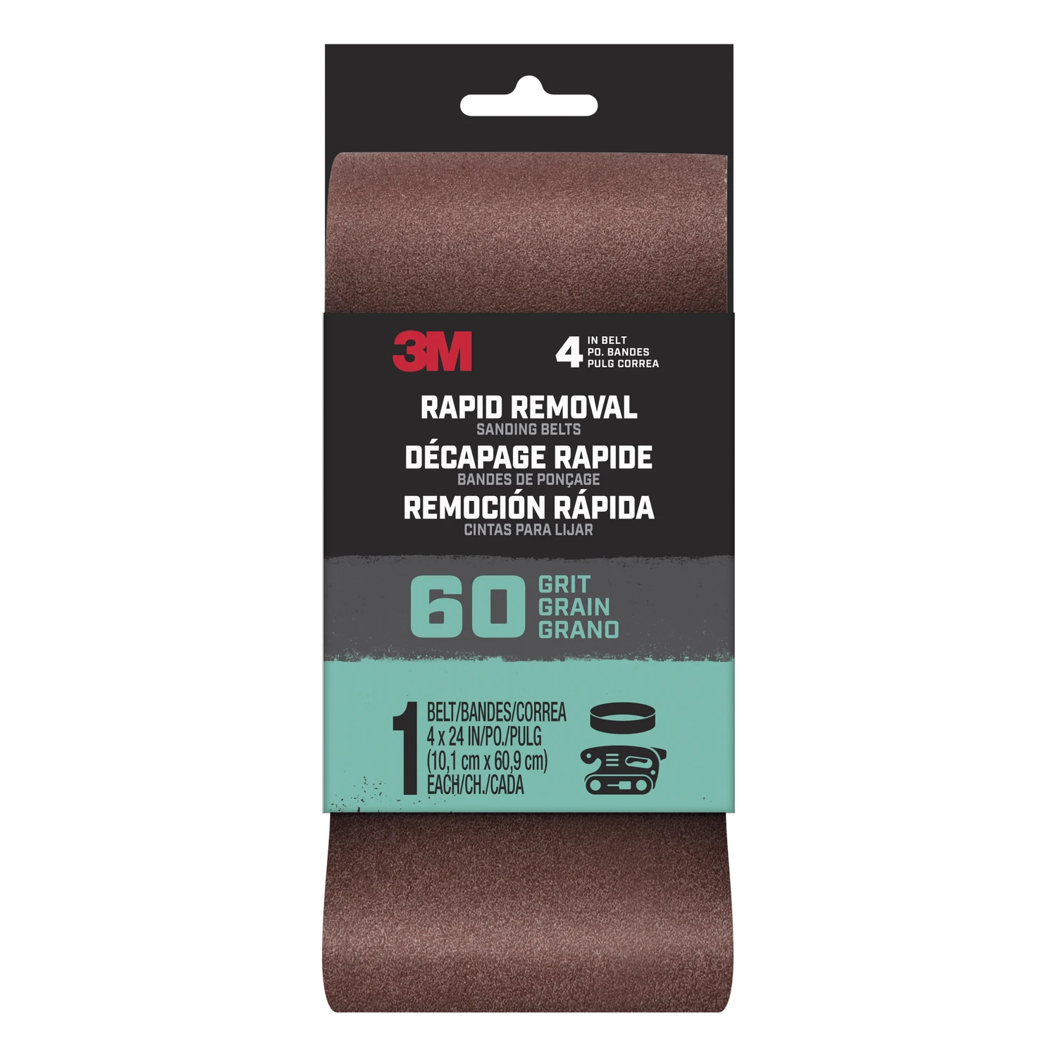 Power Sanding Belt, 60-Grit, 4 x 24 In.