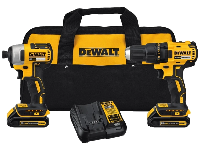 20-Volt Max Compact Drill & Impact Driver Combo Kit, Brushless Motor, 2 Lithium-Ion Batteries