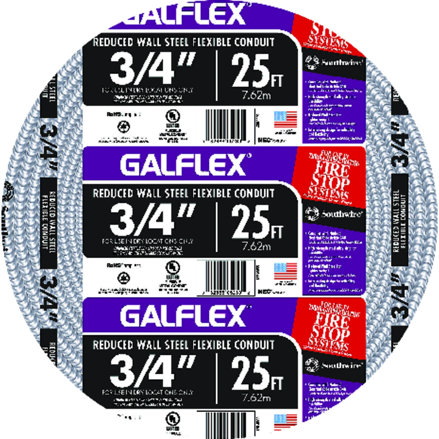 Reduced Wall Steel Conduit, 3/4 In. x 25 Ft.