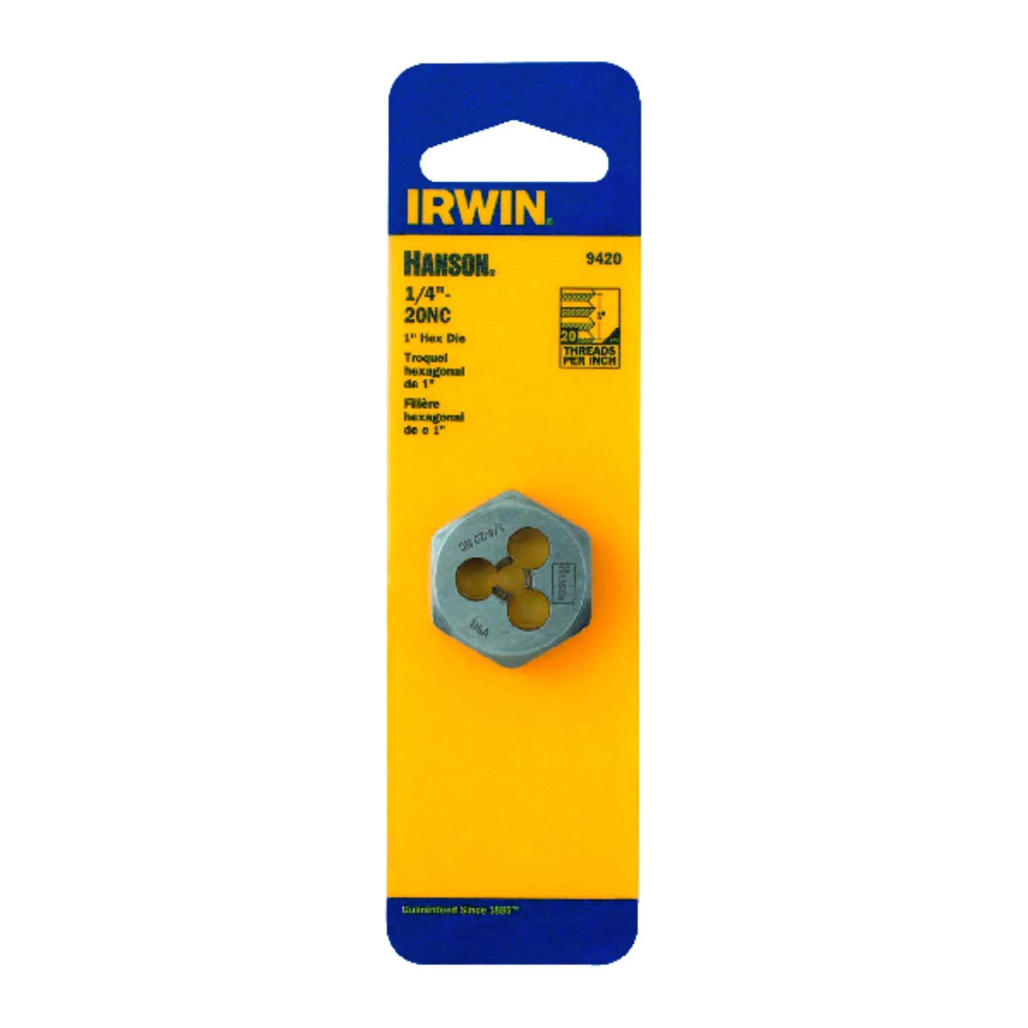 Hanson Hexagon Die, National Coarse, 1/4 In. x 20