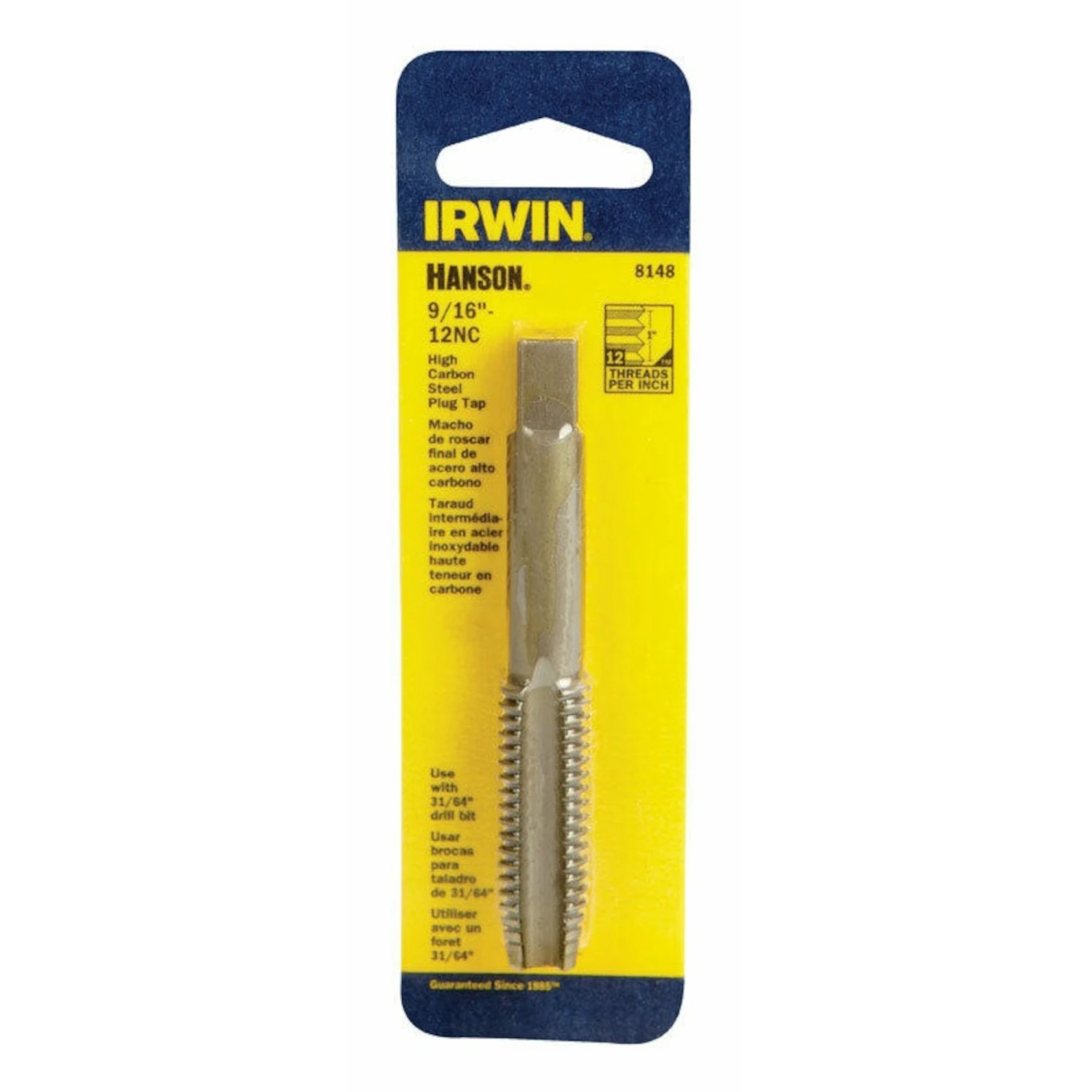 Hanson High Carbon Steel Sae Fraction Tap 9/16 In. X 12nc - 1 Piece