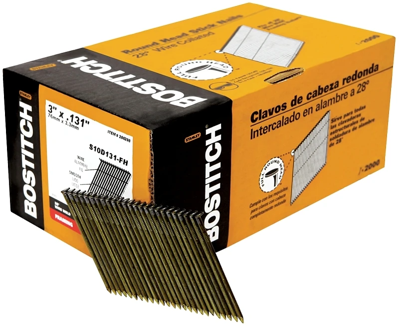 Collated Stick Framing Nails, Plain Shank, 3 x .131 In.