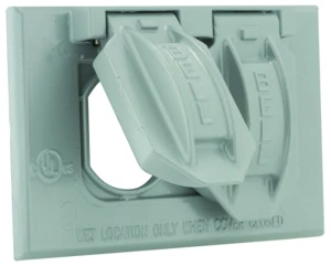 Horizontal Duplex Aluminum Gray Weatherproof Outdoor Outlet Cover - Model 5180-5