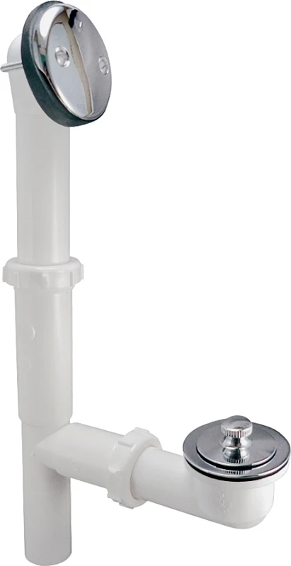 Lift & Turn Tub Drain Assembly, White Plastic, Chrome Finish