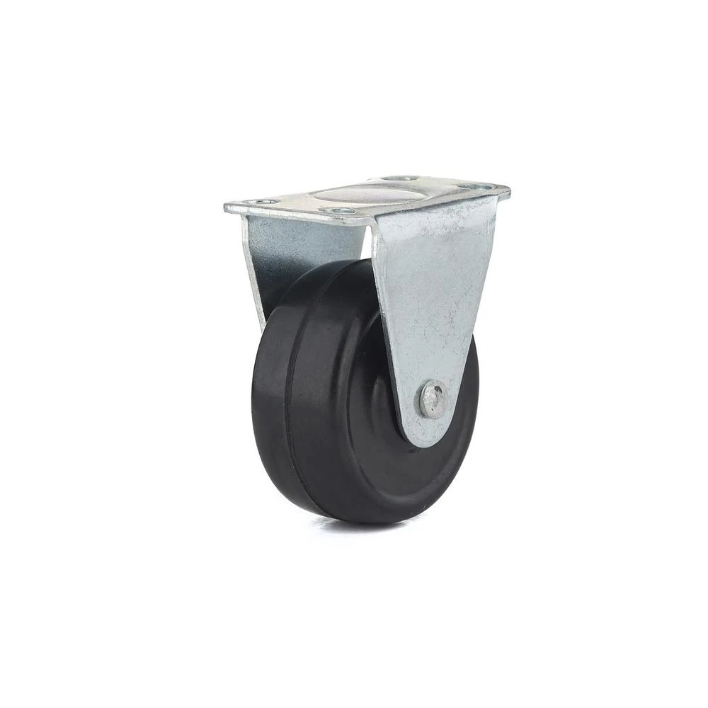 Rigid Plate Caster, Soft Rubber Wheel, 1-9/16 In.