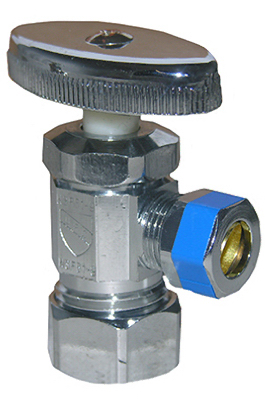 Angle Valve, Chrome, 5/8 In. O.D. Compression Inlet x 3/8 In. O.D. Compression Outlet