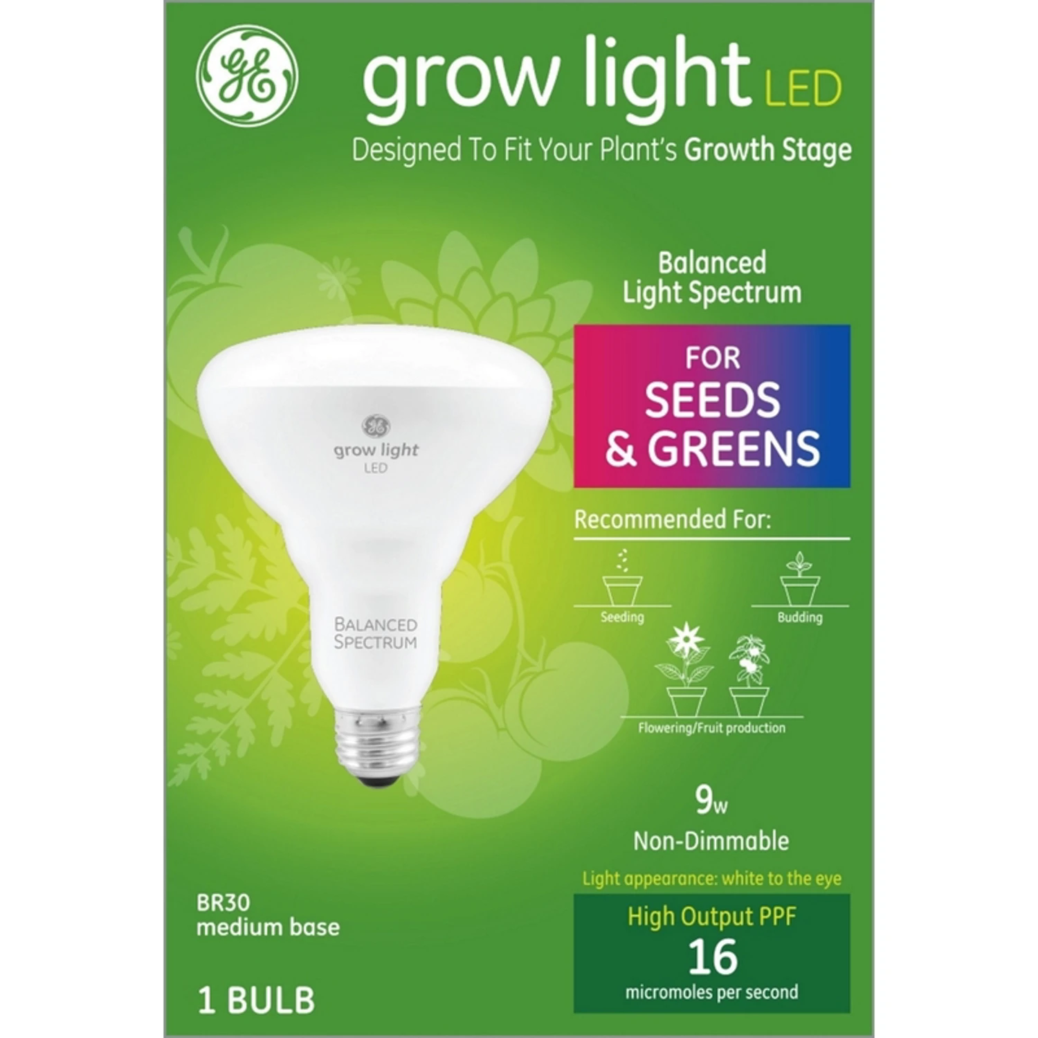 LED Horticultural Grow Light, BR30, 9 Watt