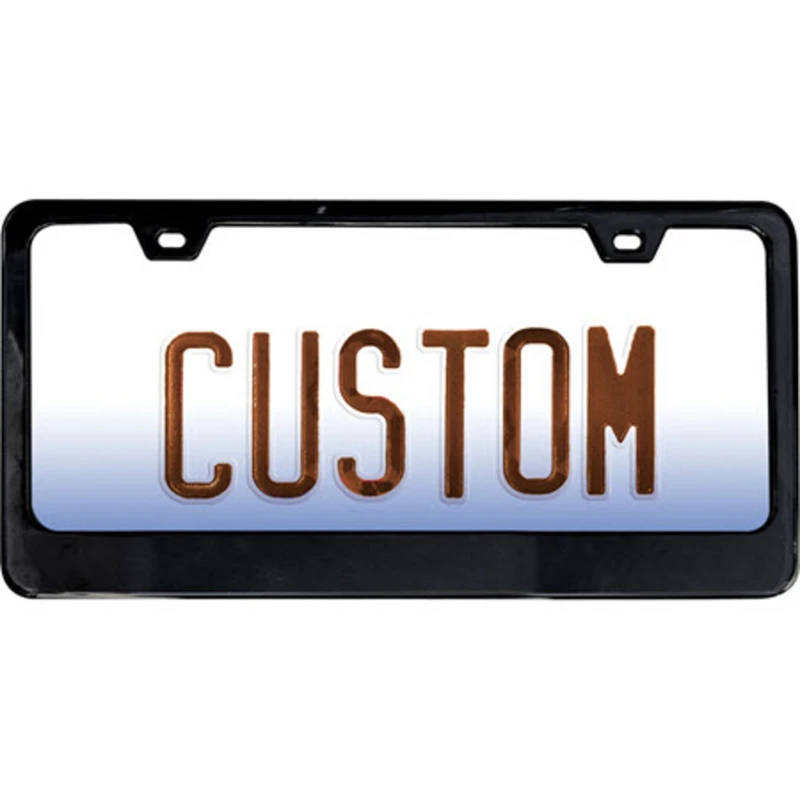 License Plate Frame With Wide Base, Black Metal