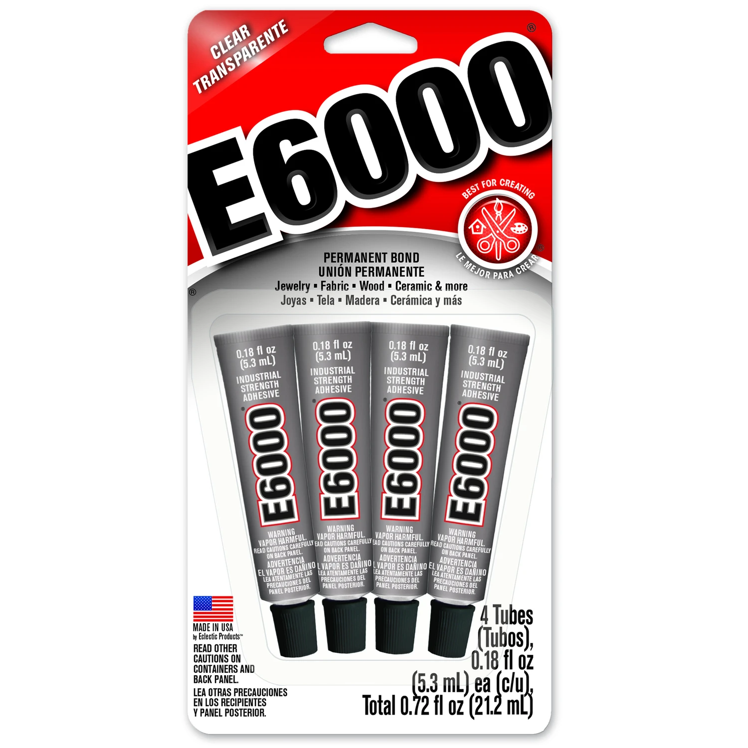 Industrial Strength Craft Adhesive, Clear, 0.18 oz., 4-Pk.