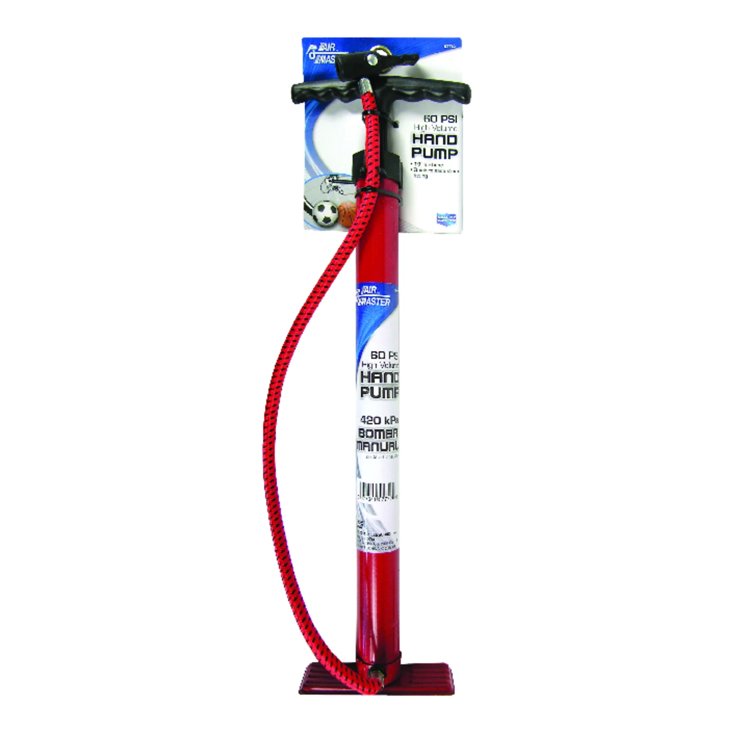 60PSI Red Enamel Bicycle Tire Pump