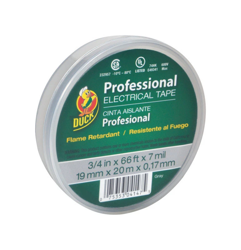 Vinyl Electrical Tape, Gray, .75 In. x 66 Ft.