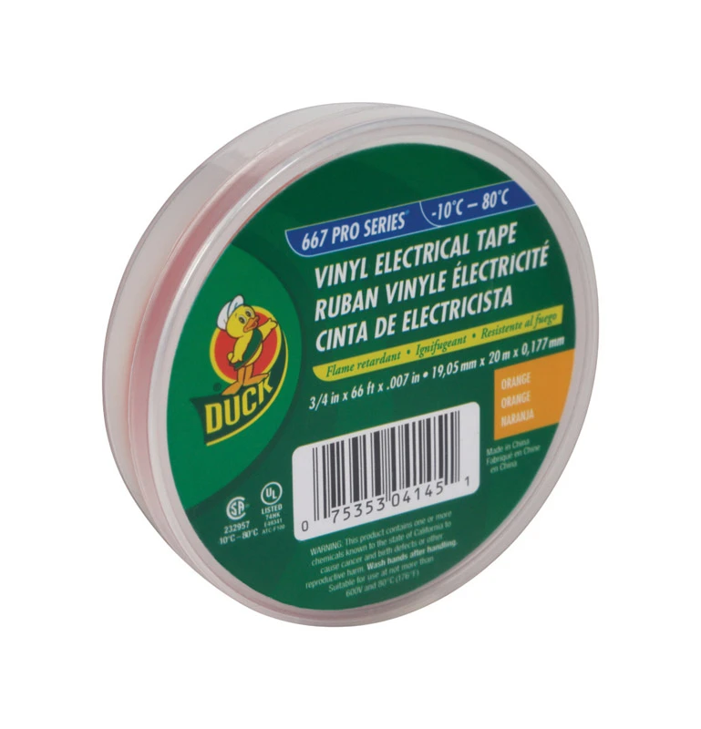 Vinyl Electrical Tape, Orange, .75 In. x 66 Ft.