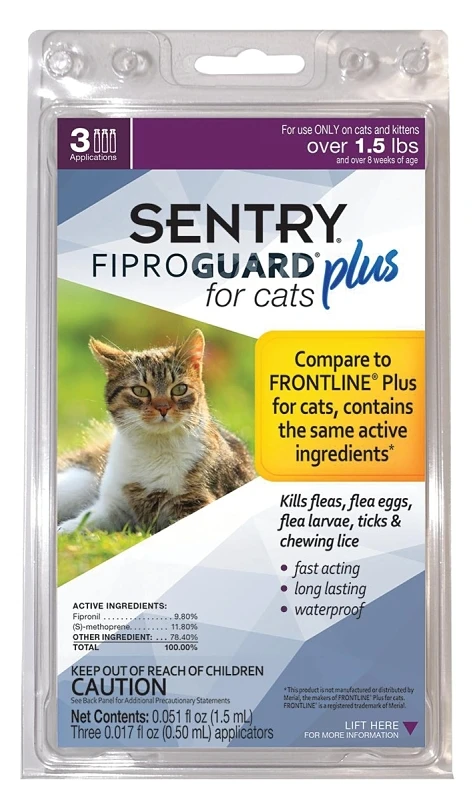 Fiproguard Plus Flea & Tick Squeeze On, For Cats, 3-Pk.