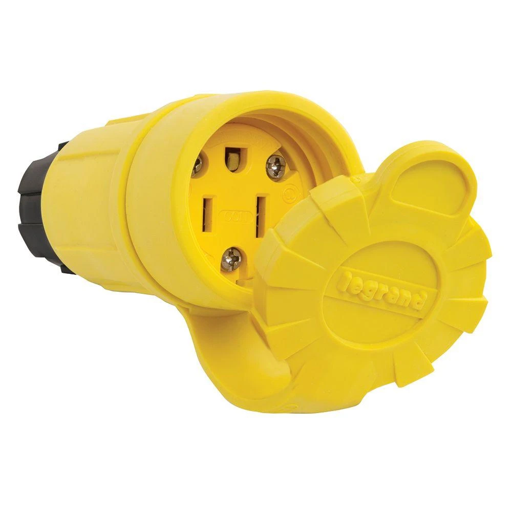 Pass & Seymour Watertight Connector, Yellow, 2-Pole, 15-Amp, 125-Volt