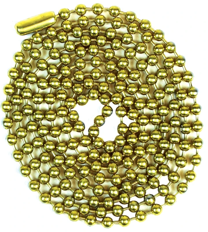 Beaded Chain With Connector, #6, Solid Brass, 3 Ft.