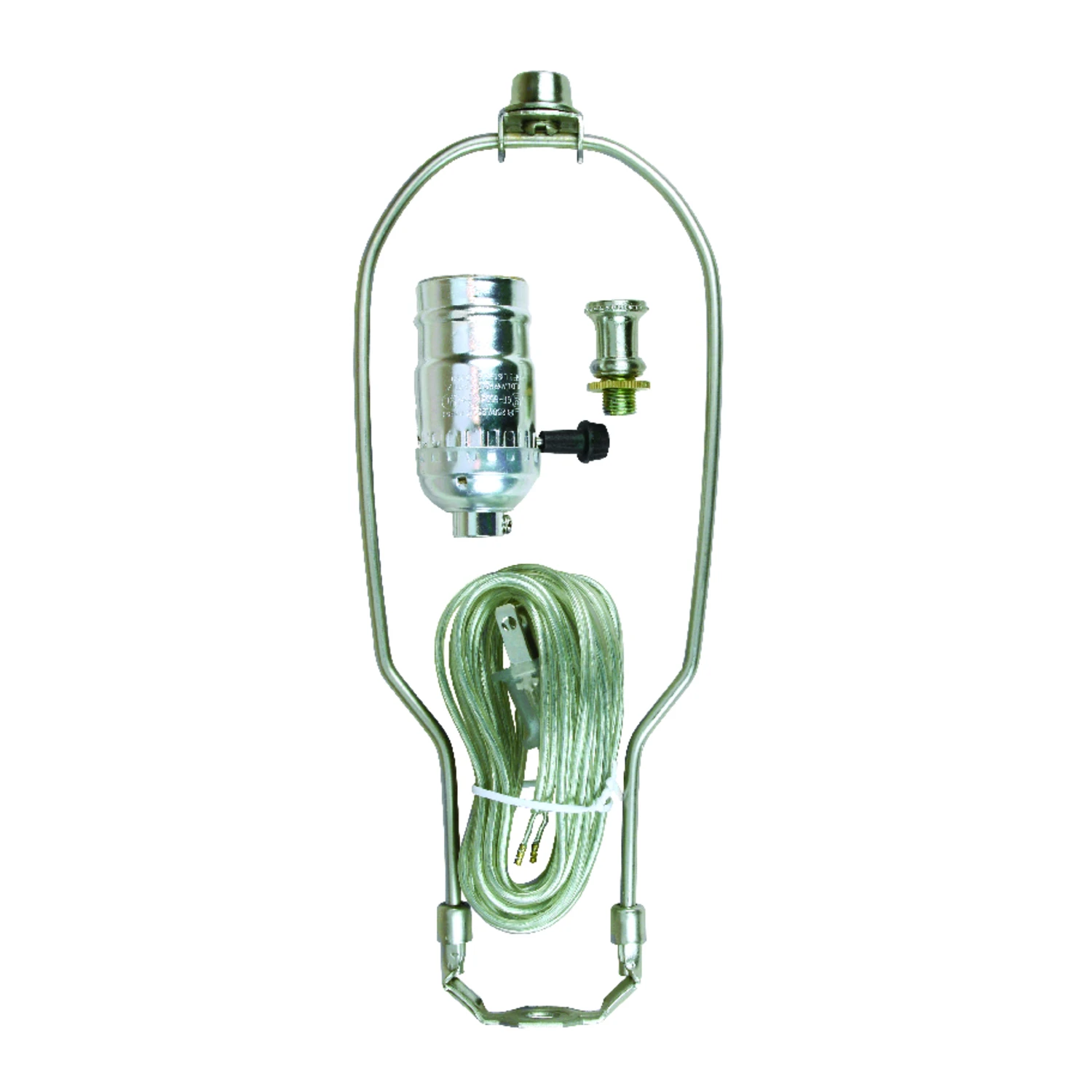 Lamp Kit With 10-In. Harp & Push Through Socket, Brushed Pewter