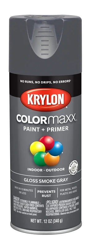 COLORmaxx Spray Paint + Primer, Gloss Smoke Gray, 12-oz.
