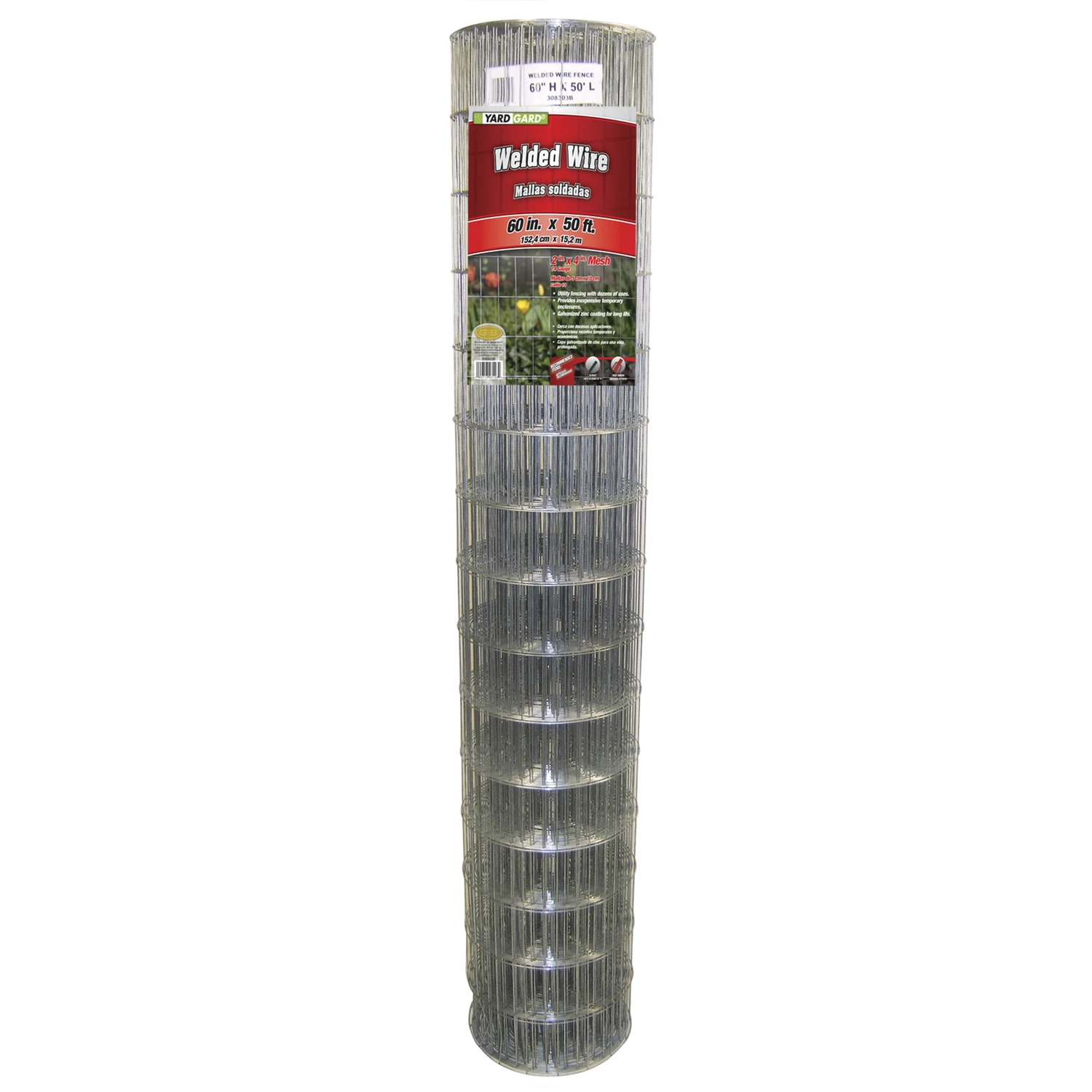 Galvanized Welded Wire Mesh Fence, 4 x 2-In. Mesh, 14-Ga., 60-In. x 50-Ft.