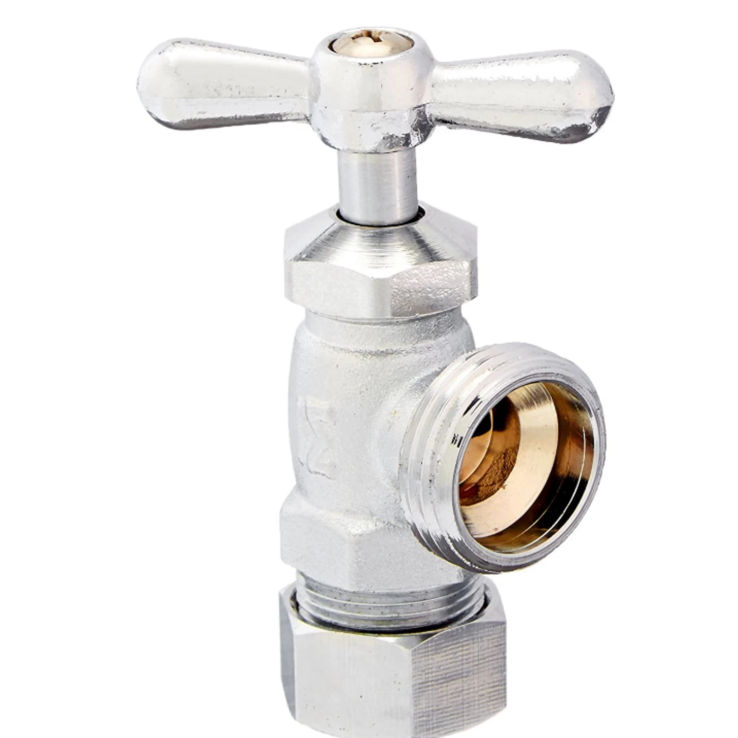 Compression Washing Machine Valve, Chrome Plated Brass, 1/2 x 3/4-In.