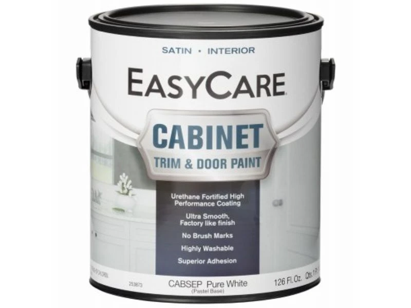 Cabinet Door & Trim Paint, Satin White/Pastel Base, Acrylic Polyurethane, 1 Gallon
