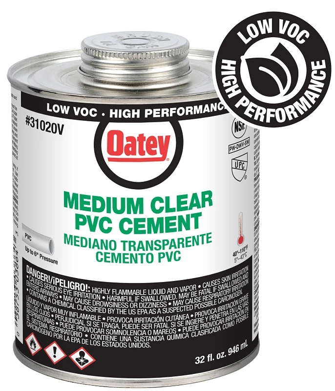 PVC Pipe Cement, Clear, 32 oz.