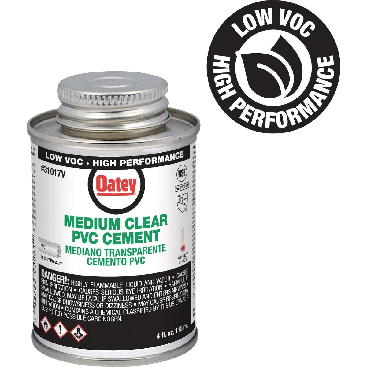 Clear Medium-Bodied PVC Pipe Cement, 4 oz.