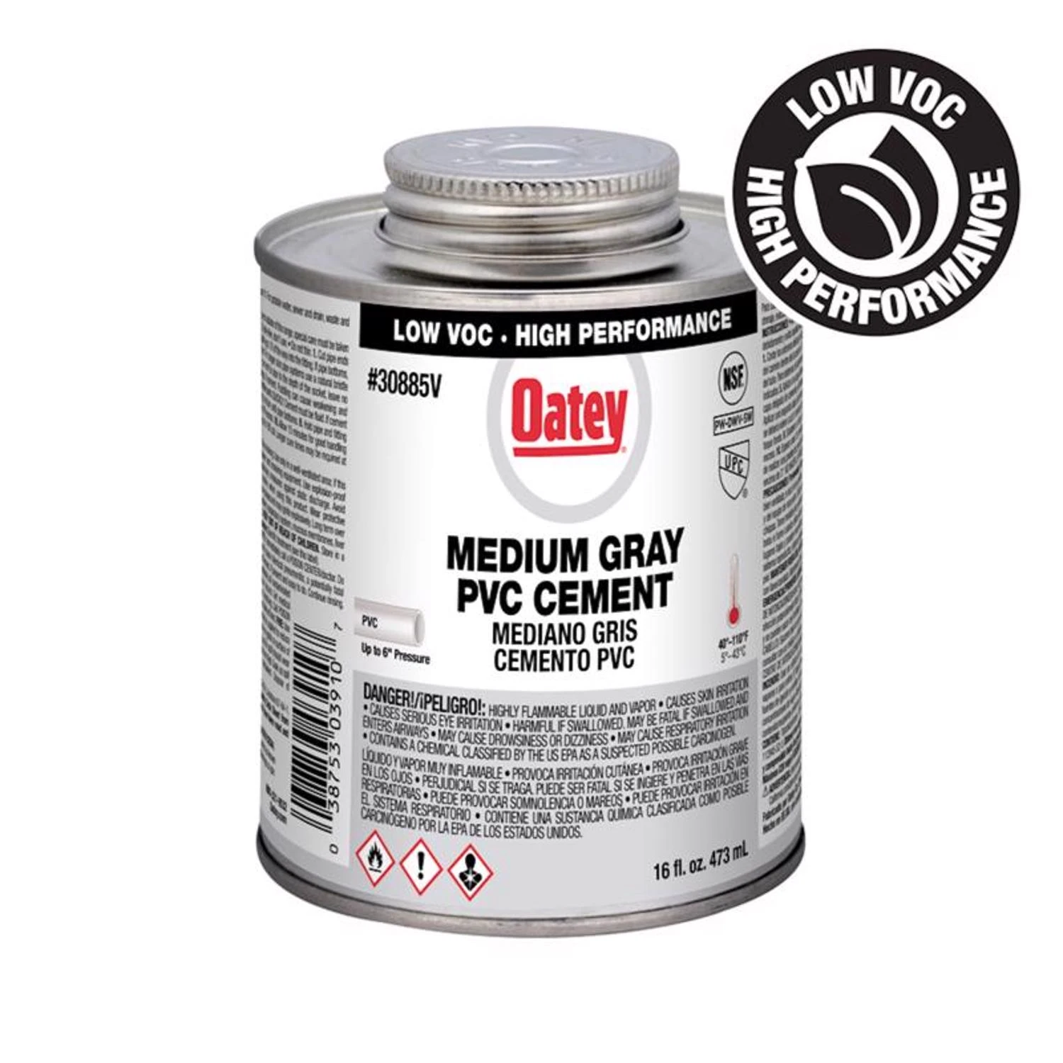 Gray Medium-Bodied PVC Pipe Cement, 16 oz.