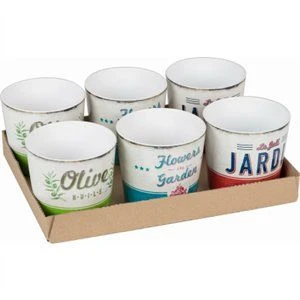 Retro Planter, Round Ceramic, Assorted, 5 x 4.5-In.