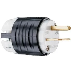 Pass & Seymour Straight Blade Plug, 2-Pole, 3-Wire Grounding, Black & White, NEMA 6-15P, 15-Amp, 250-Volt