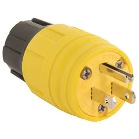 Pass & Seymour Watertight Plug, Yellow, 2-Pole, 15-Amp, 125-Volt