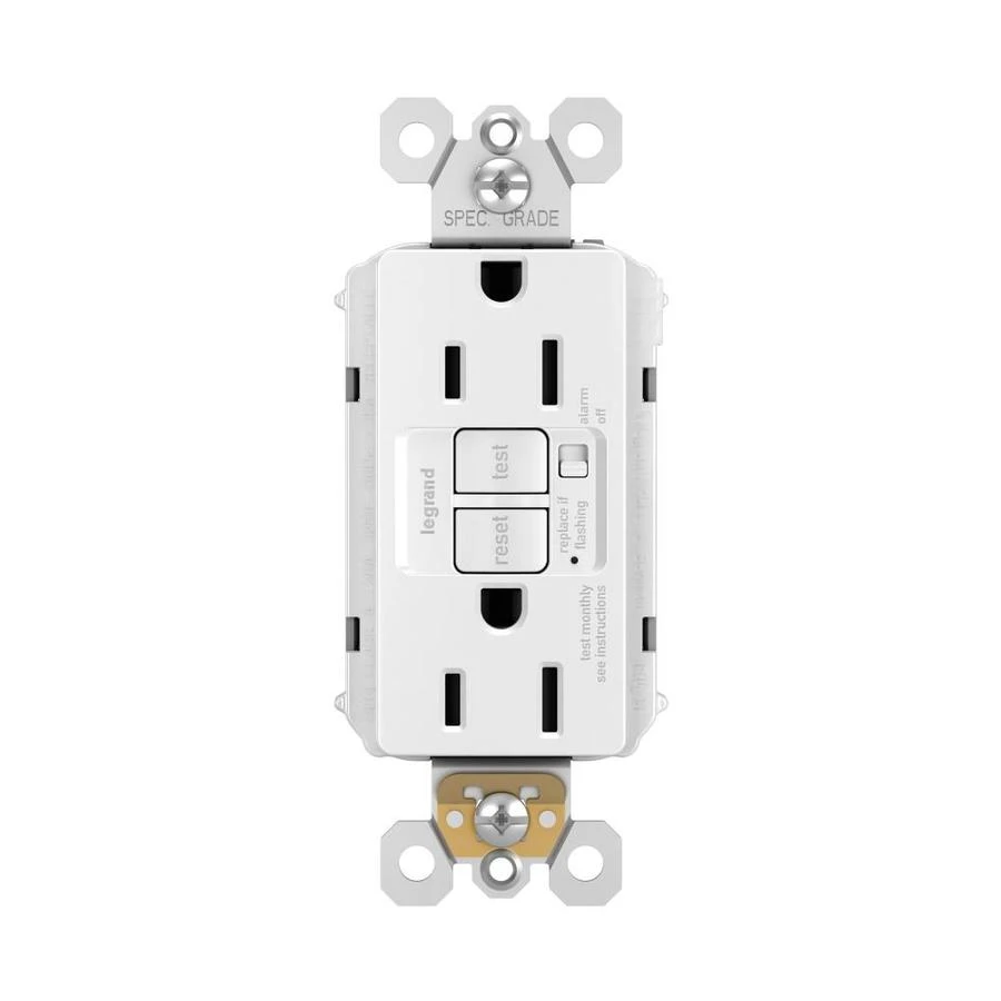 Pass & Seymour GFCI Receptacle, 15A, White
