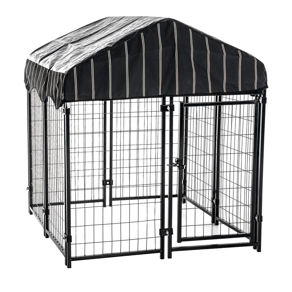 Pet Resort Steel Dog Kennel, Lockable, 52 x 48 x 48-In.