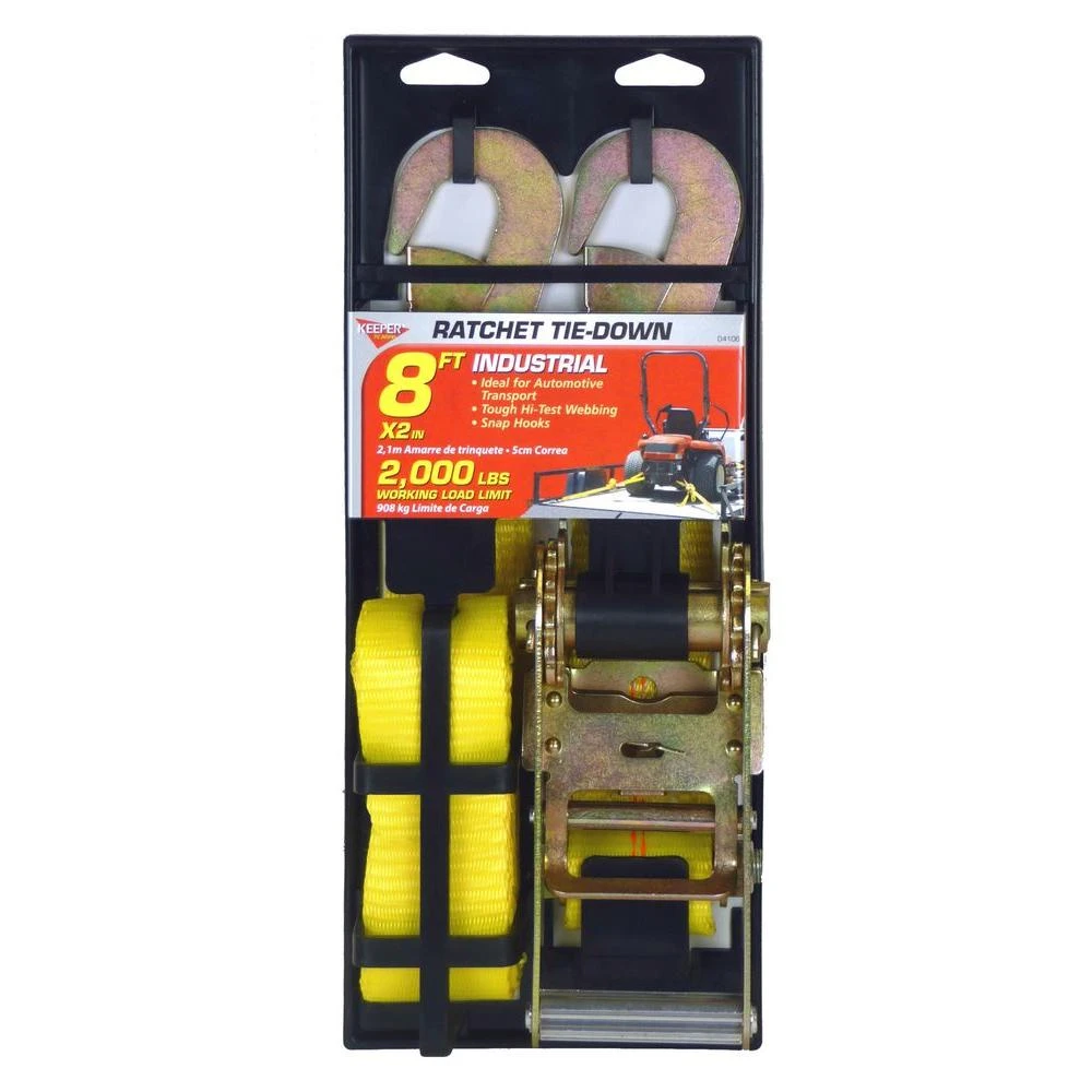Ratchet Tie-Down With Snap Hooks, Ratcheting, 8 Ft.