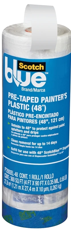 Painter's Plastic, Pre-Taped, 48 In. x 90 Ft.