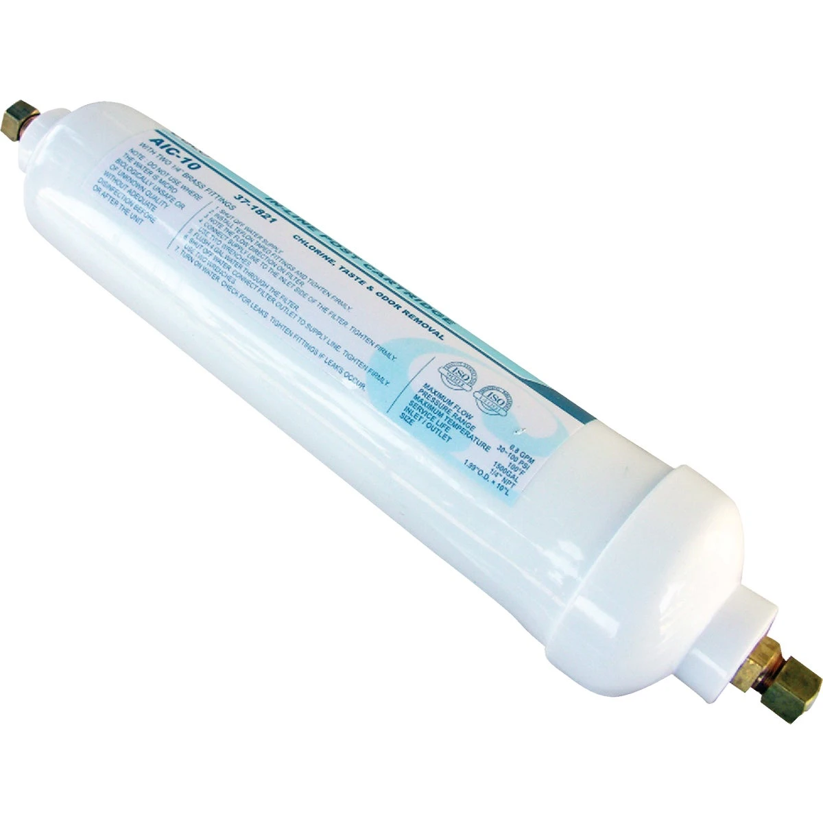 Inline Carbon Ice Maker Furnace Filter, 1/4 In. OD Compression Fittings, 10 In.