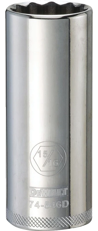 SAE Socket, Deep, 12-Point, 15/16 In., 1/2 In. Drive