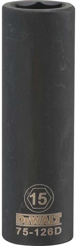 Metric Deep Impact Socket, 6-Point, Black Oxide, 1/2 In. Drive, 15mm