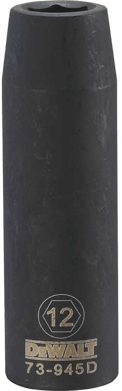 Metric Deep Impact Socket, 6-Point, Black Oxide, 1/2 In. Drive, 12mm