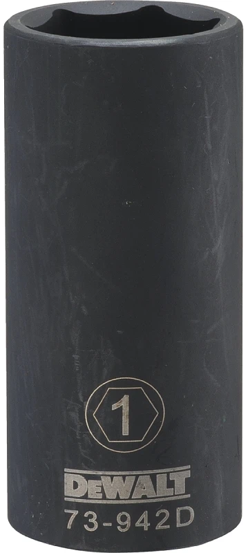 SAE Deep Impact Socket, 6-Point, Black Oxide, 1/2 In. Drive, 1 In.