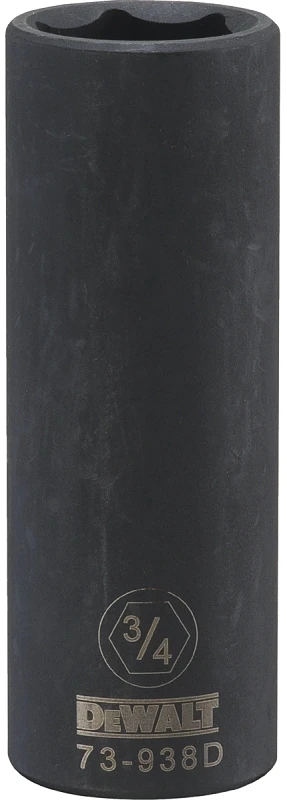 SAE Deep Impact Socket, 6-Point, Black Oxide, 1/2 In. Drive, 3/4 In.