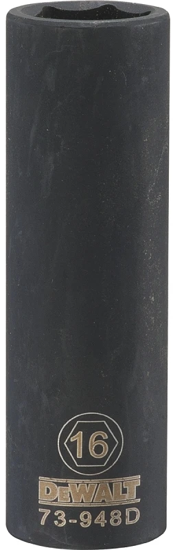 Metric Deep Impact Socket, 6-Point, Black Oxide, 1/2 In. Drive, 16mm