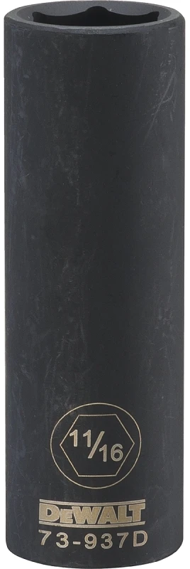 SAE Deep Impact Socket, 6-Point, Black Oxide, 1/2 In. Drive, 11/16-In